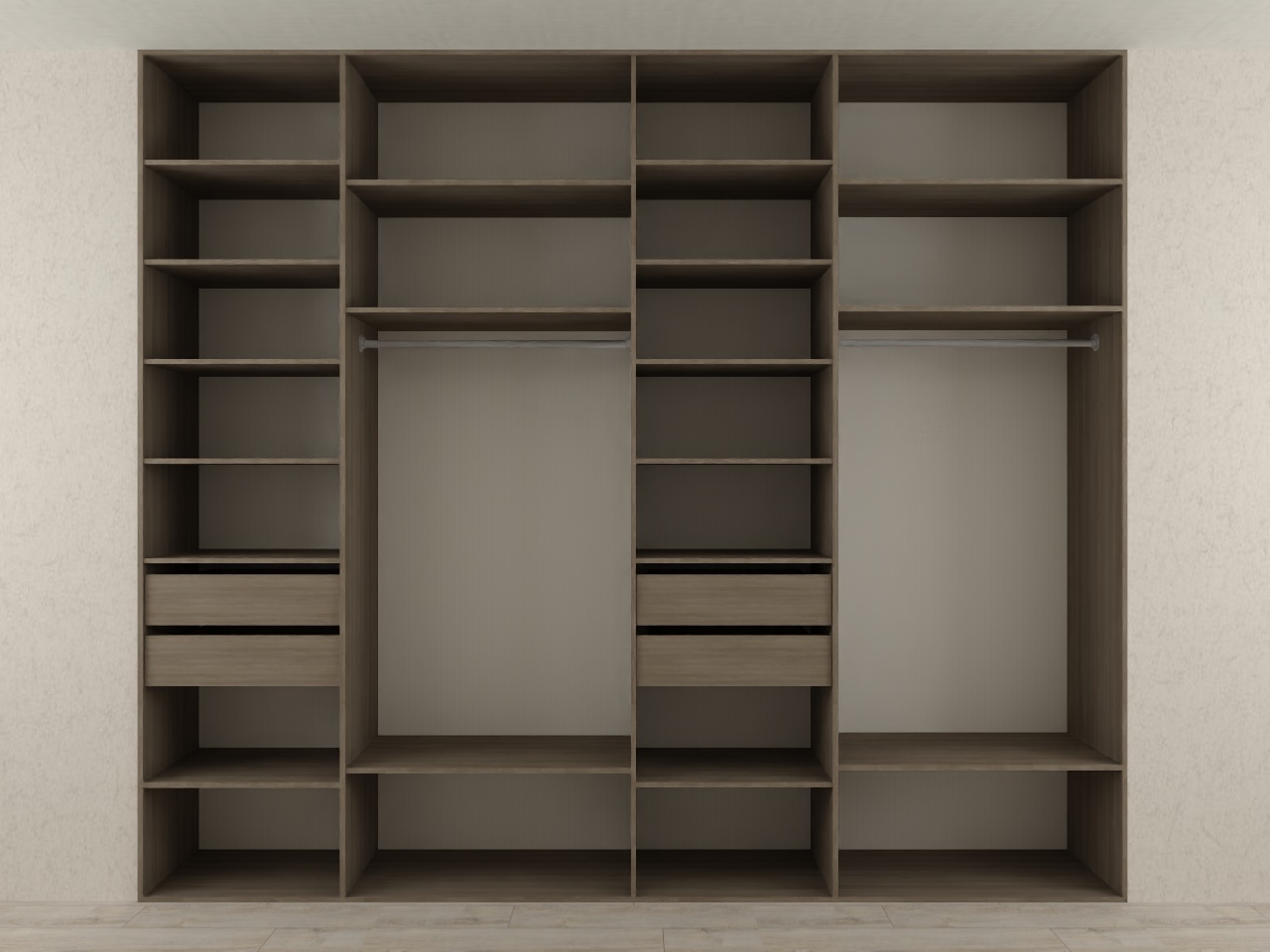 Шафа-купе на замовлення Бровари та Бориспіль Схема, 3D-проєкт, розташування полиць